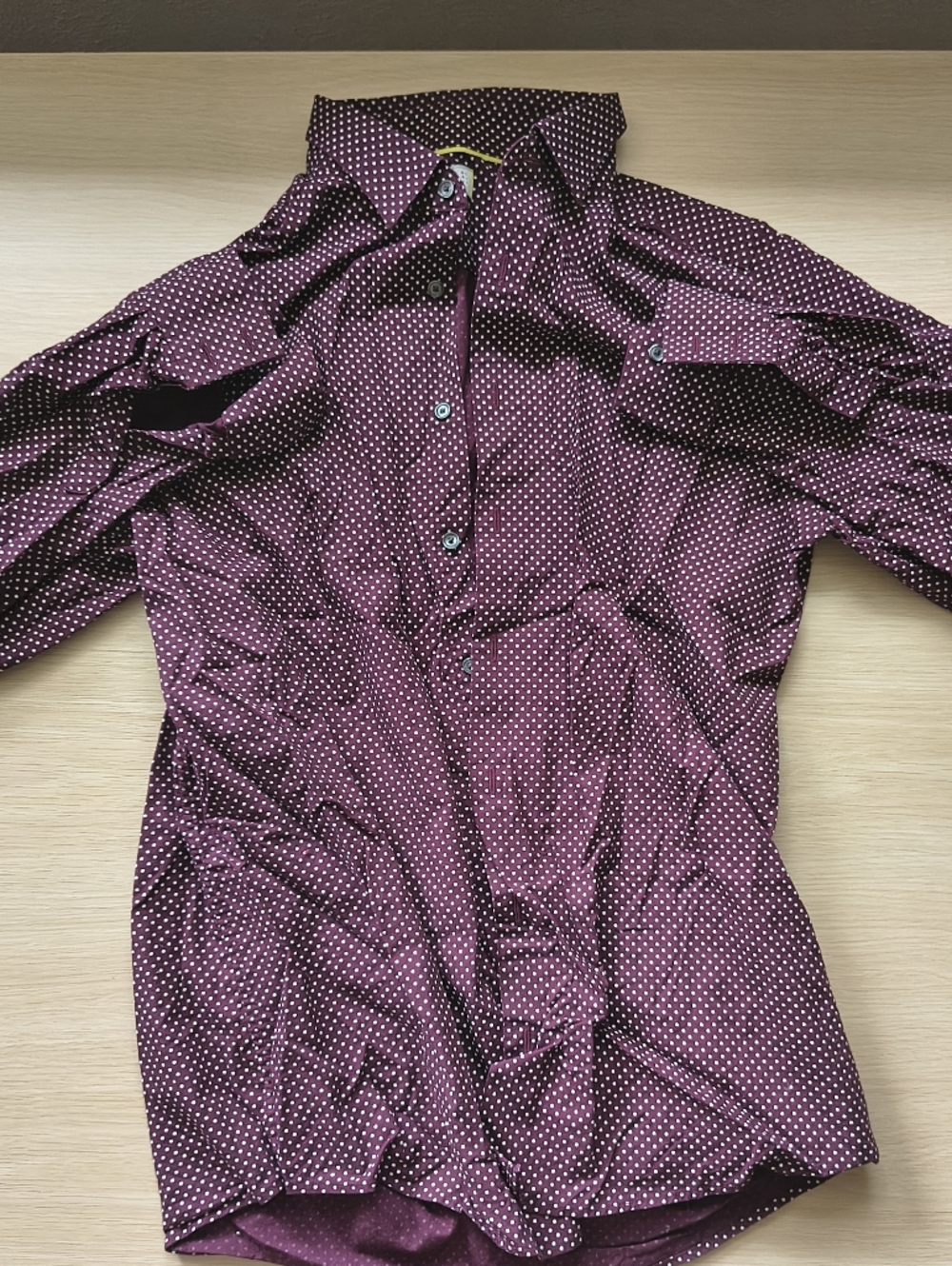 C2 by Calibrate Plum Polka Dot Button-Down Shirt Fancy Dree Shirt